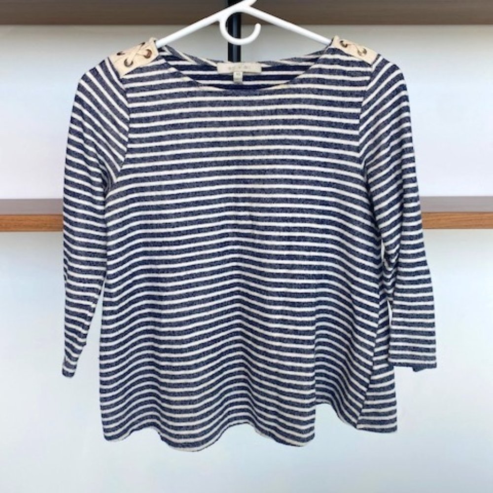 Eri+Ari Brand Striped Long Sleeve Top With Cross Tie Shoulders / Women's Size XS
